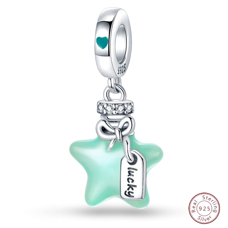 925 Sterling Silver Blue Zircon Ocean Shell Beaded Pendant | Fit Original 3mm Bracelet Women’s Fine Jewelry