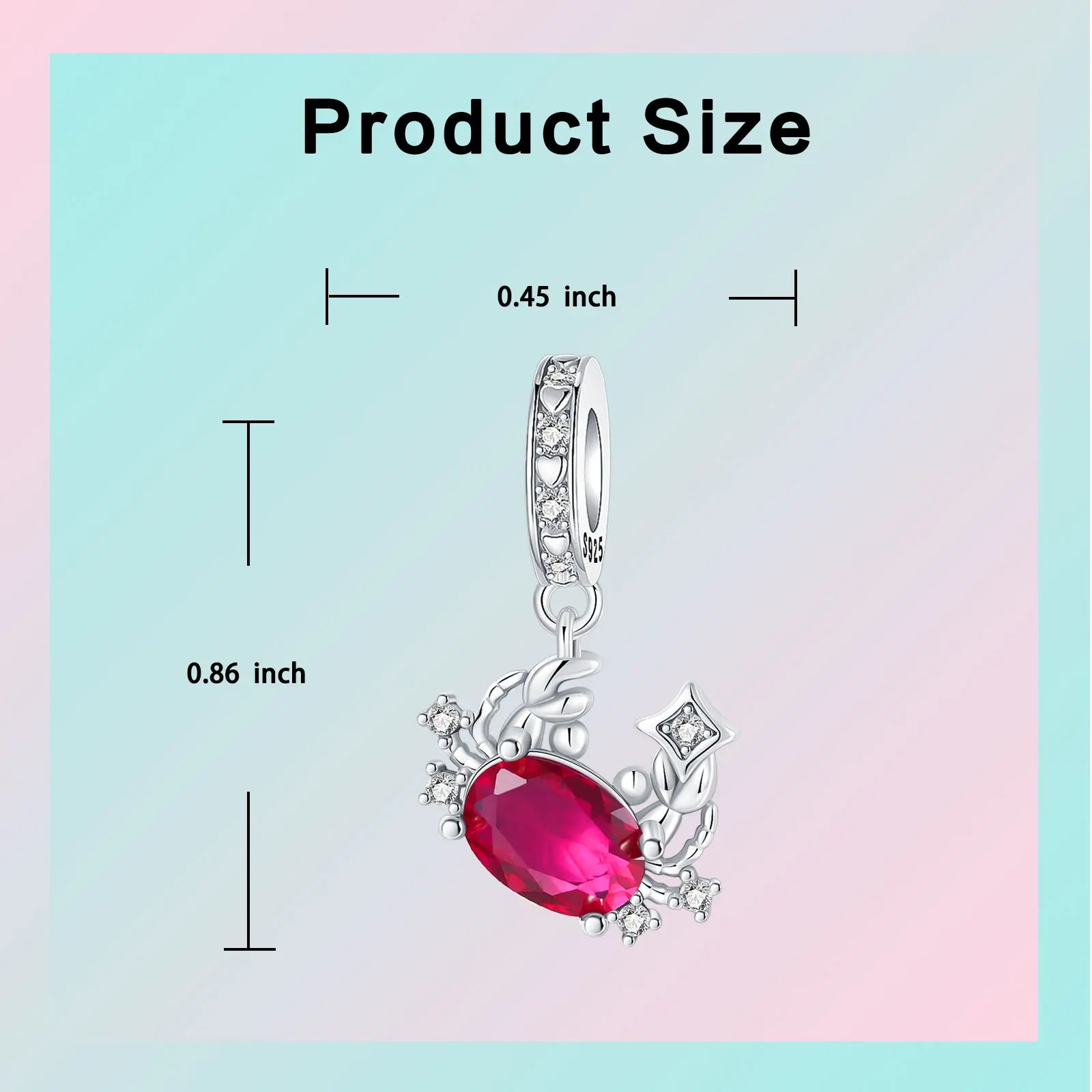 925 Sterling Silver Birthstone Love Pendant Charm | January–December Zircon Bead for Bracelet & Necklace DIY Jewelry Gift