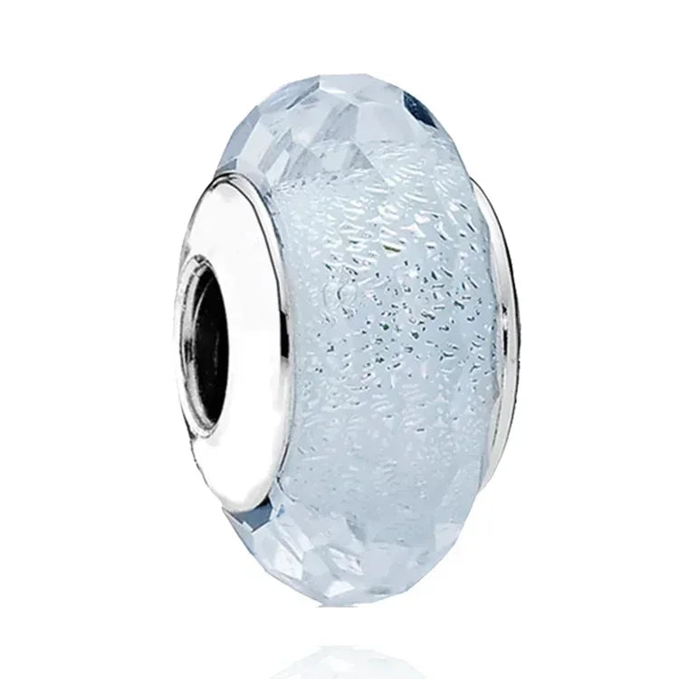 2025 Classic 925 Sterling Silver Colored Flower & Leaf Murano Glass Charm Beads | DIY Bracelet