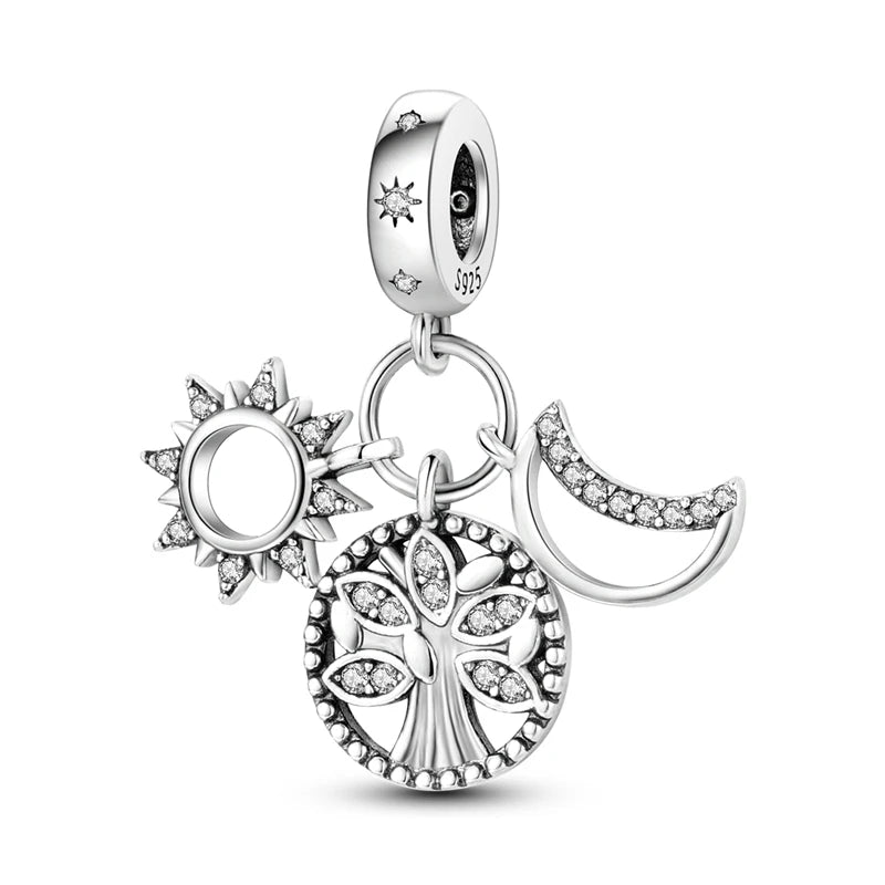 925 Sterling Silver Family Tree of Life Cross Pendant Charm – Fits 4mm Bracelet DIY Jewelry Gift for Women