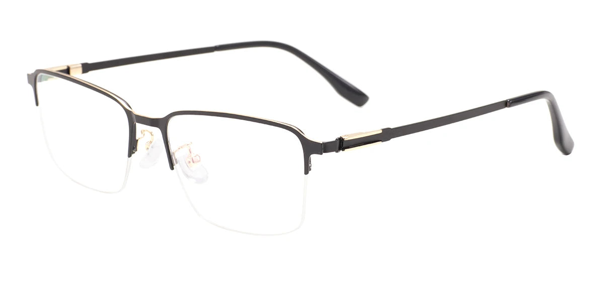 Metal Half Rim Rectangular Browline Glasses Frame for Men – Business & Prescription Eyewear