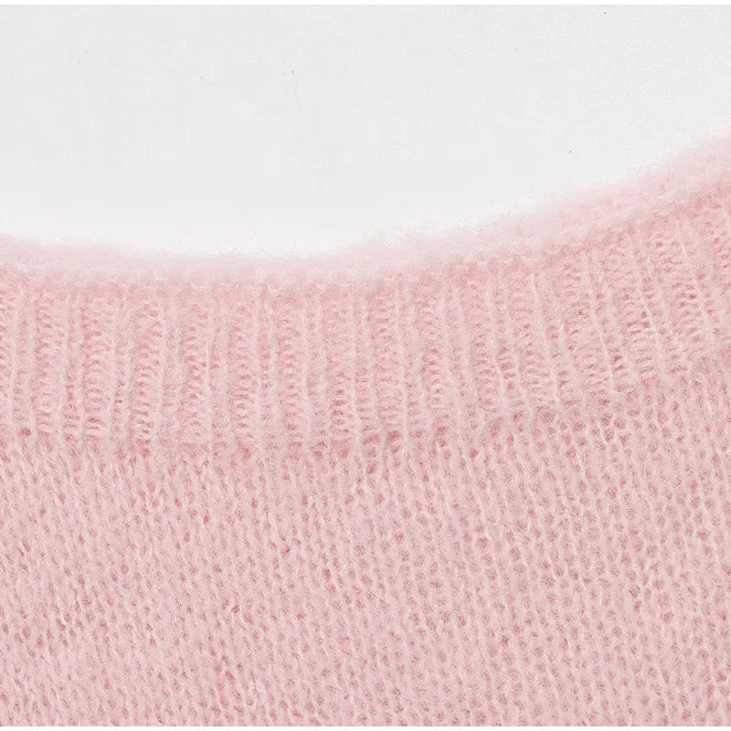 Women’s Off-Shoulder Mohair Sweater | Elegant Loose Knit Pullover for Autumn Fashion 2025