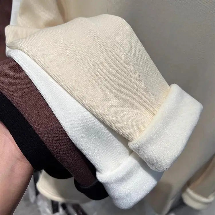 ❄️ Thiened Fleece Warm Long Sleeve Innerwear 👚 Slim Fit Mid-Neck Women's Base T-Shirt 🌸 Autumn Winter Two-Piece Set