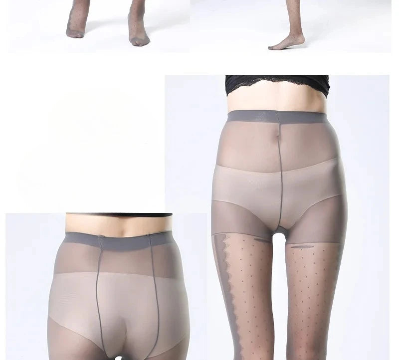Women's Striped Lace Tights – Sheer Jacquard Dot Pantyhose with Side Seam Detail, 20 Denier for Transitional Seasons