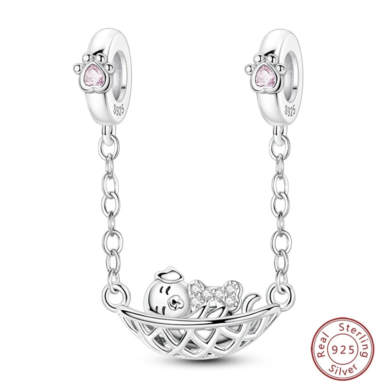 925 Sterling Silver Animal & Love Charms | Cat, Elephant, Bear, Swan & Easter Egg Beads Fit Original 3mm Bracelets DIY Jewelry