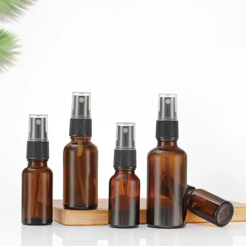 10/20PCS 30/50ML Empty Amber Glass Spray Bottles – Portable Mini Perfume & Essential Oil Container