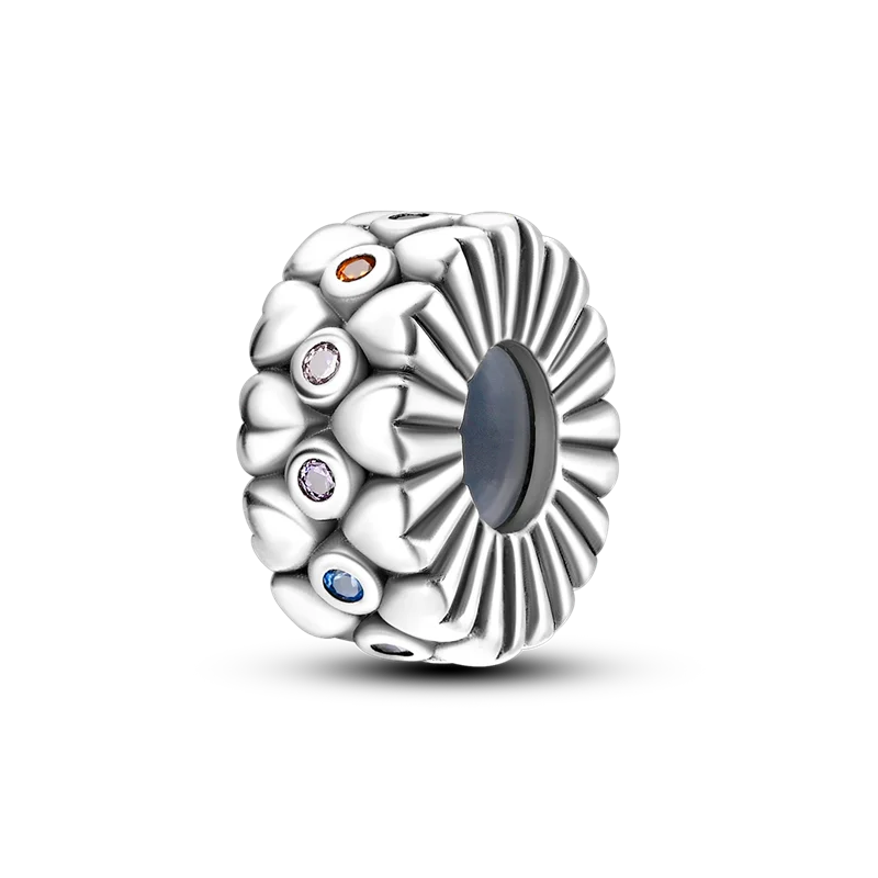 Silver Clasp 925 Sterling Silver Round Daisy Charm Beads | Safety Chain Pendant for Original Bracelets Jewelry