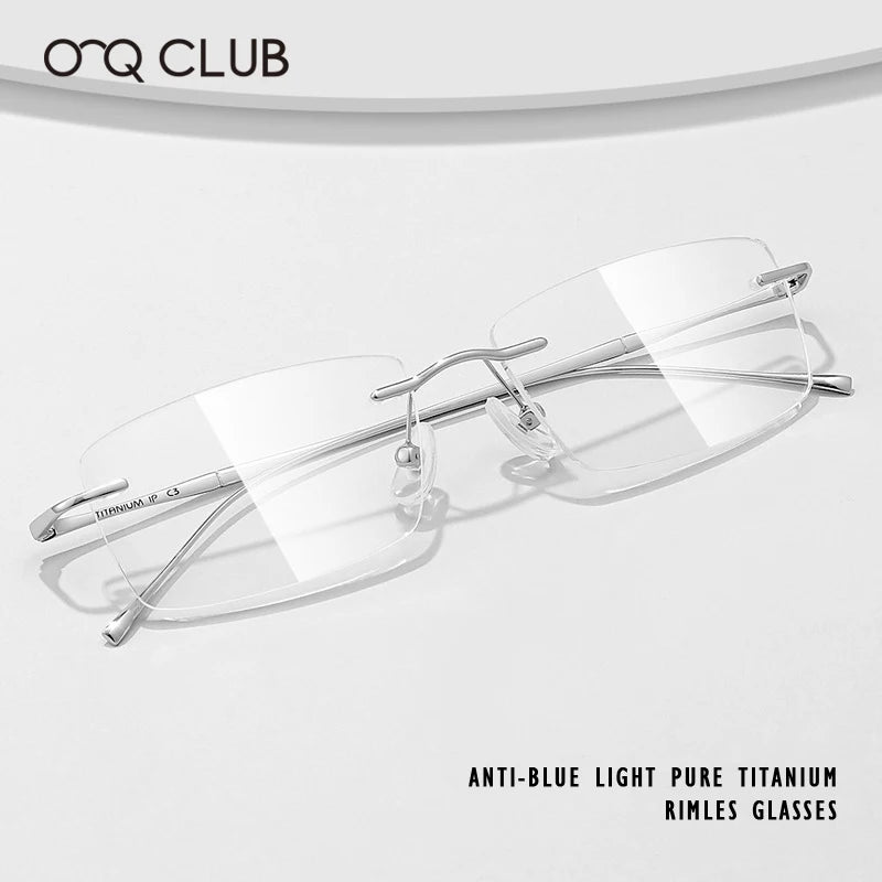 O-Q CLUB Ultra-Light Titanium Rimless Reading Glasses – Men’s Fashion Prescription Eyewear