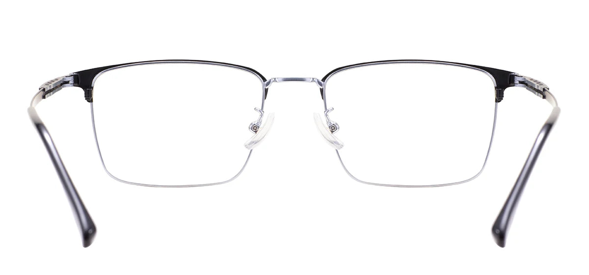 Rectangular Metal Browline Glasses Frame – Comfortable Large Full Rim Business Eyewear for Men