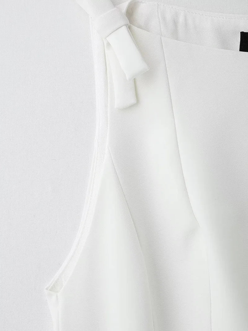 MUJER White & Black Sleeveless Tops | Women’s Off-Shoulder & Pleated Casual Tank 2025