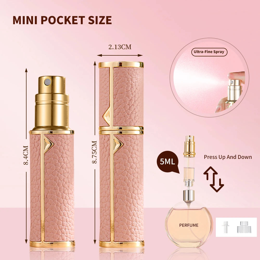 Louischanzl 5ML Leather Perfume Bottle – Refillable Portable Travel Mini Spray Atomizer | Empty Cosmetic Container