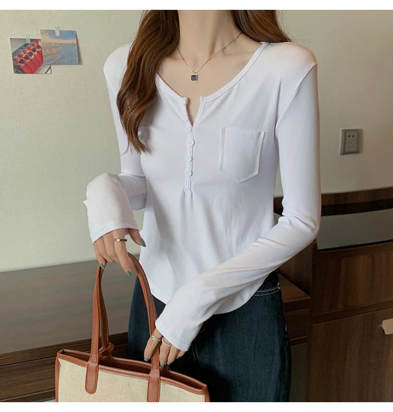 ✨ Plus Size Irregular Hem T-Shirt 👚 Long Sleeve Korean Style Top 🍁 Casual Spring Autumn Commute Wear