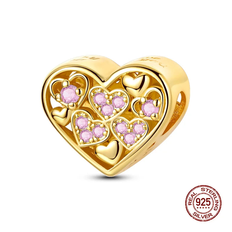 Original 925 Silver Colorful Heart Charm Beads | Fit 3mm Bracelets & Necklaces, Women’s DIY Fine Jewelry Gift