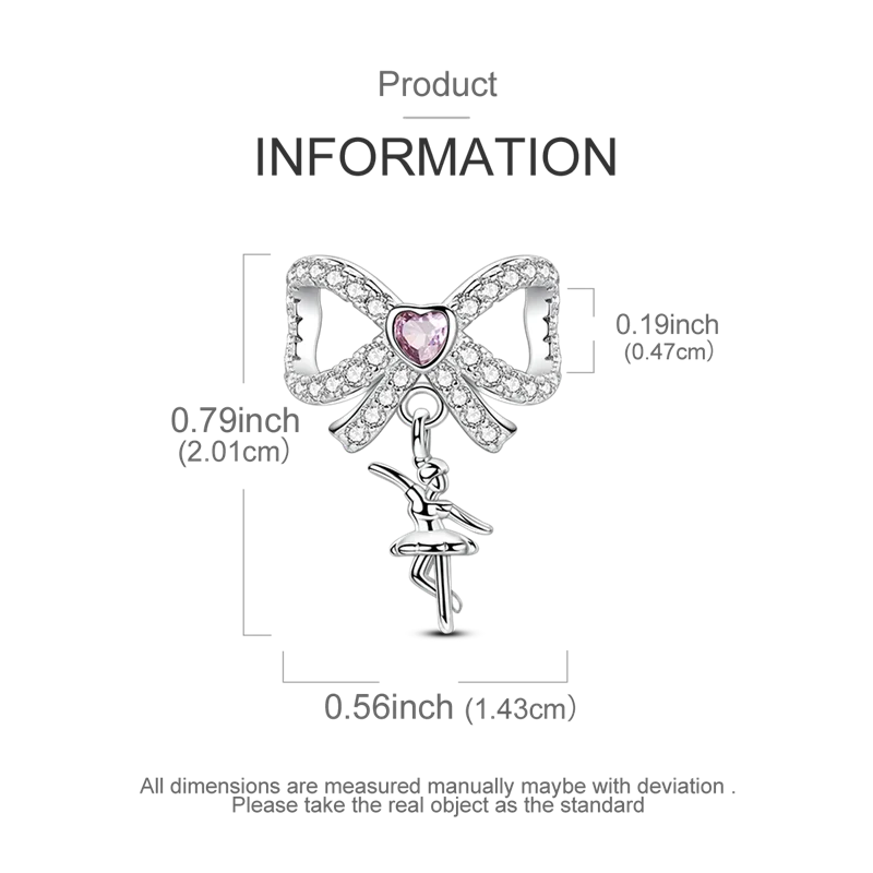 925 Sterling Silver Zircon Bowknot Heart Balloon Charms | Original Pendant Beads Fit Bracelet DIY Fine Jewelry for Women