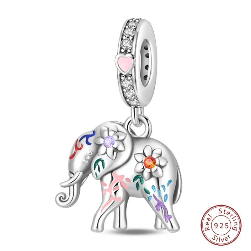 925 Sterling Silver Animal & Love Charms | Cat, Elephant, Bear, Swan & Easter Egg Beads Fit Original 3mm Bracelets DIY Jewelry