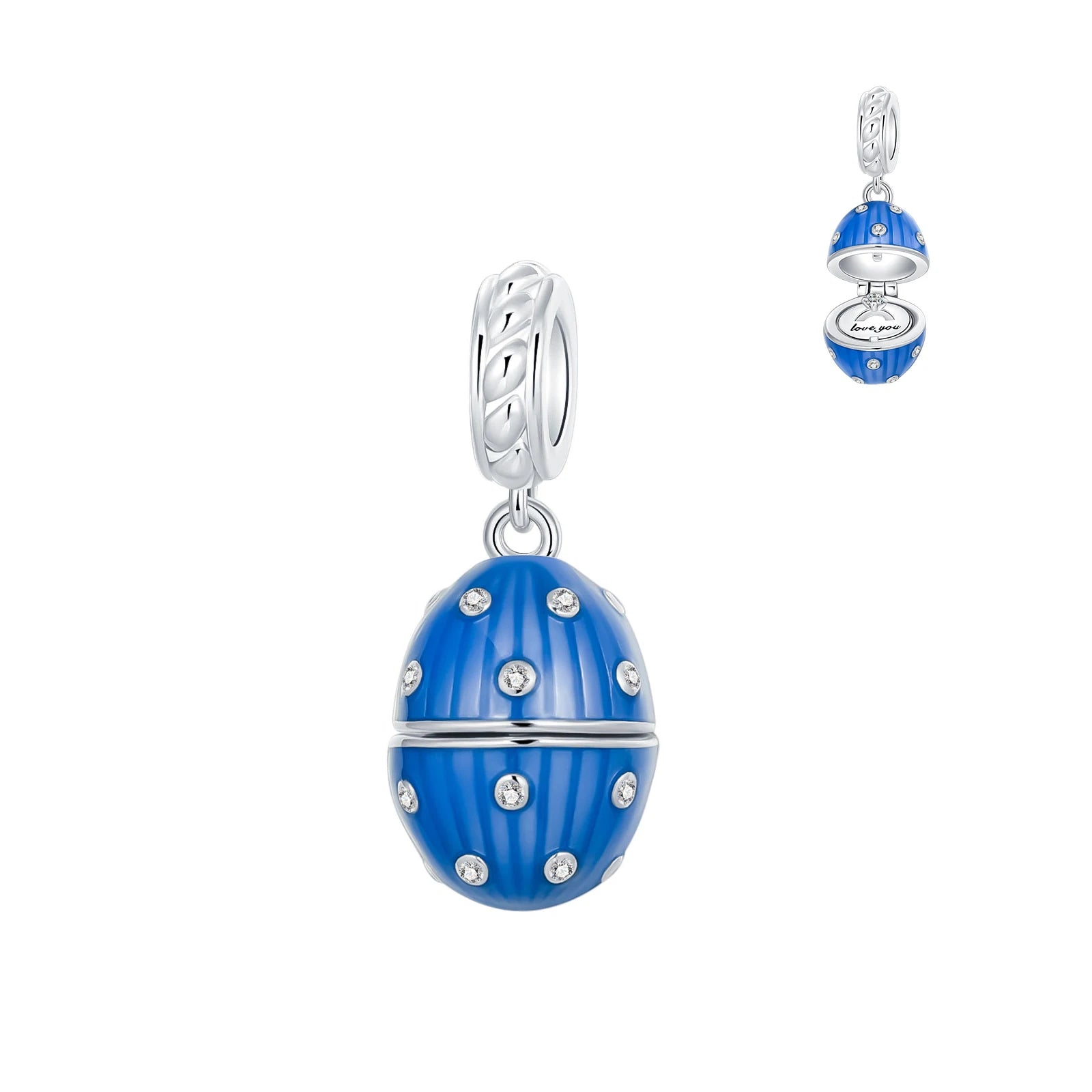 925 Sterling Silver Easter Egg Pendant Charm – DIY Bracelet Jewelry for Women