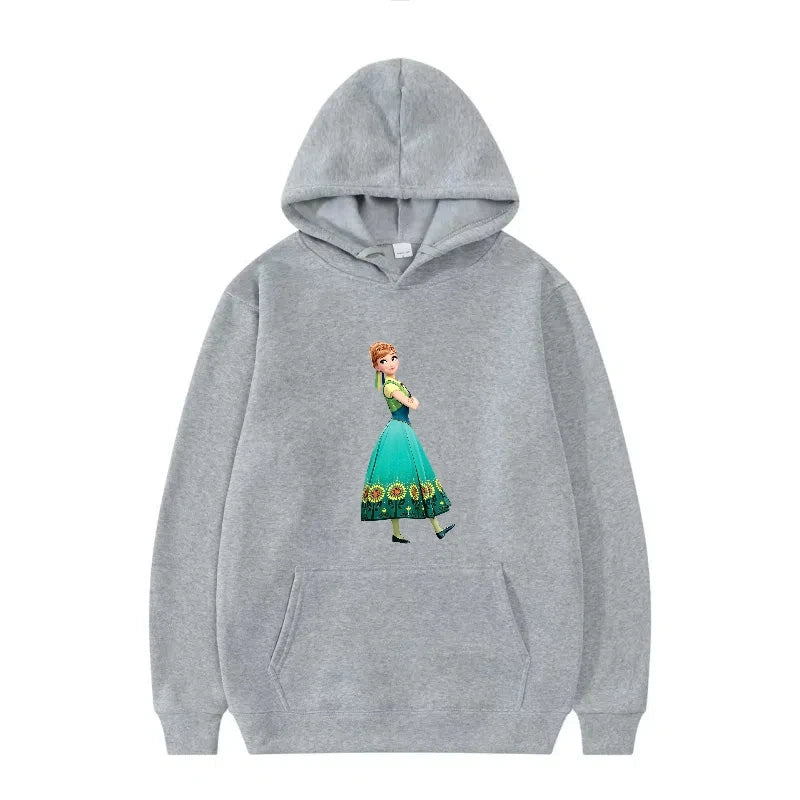 Disney Princess Graphic Hoodie | Y2K Sweet Style Long Sleeve Sweatshirt with Pockets for Women