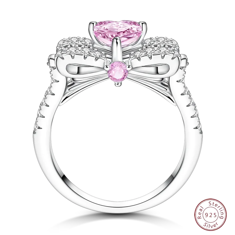 925 Sterling Silver Rings Collection | Bow, Heart, Sun, Moon & Star Zircon Rings for Women Jewelry Gift