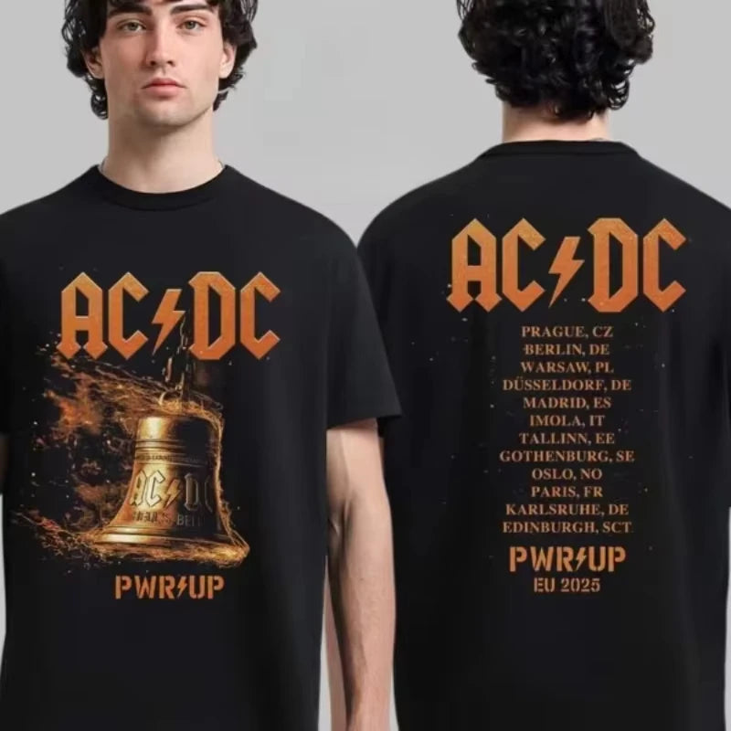 AC/DC Back in Black 2025 Tour T-Shirt | Unisex Loose Cotton Y2K Band Tee