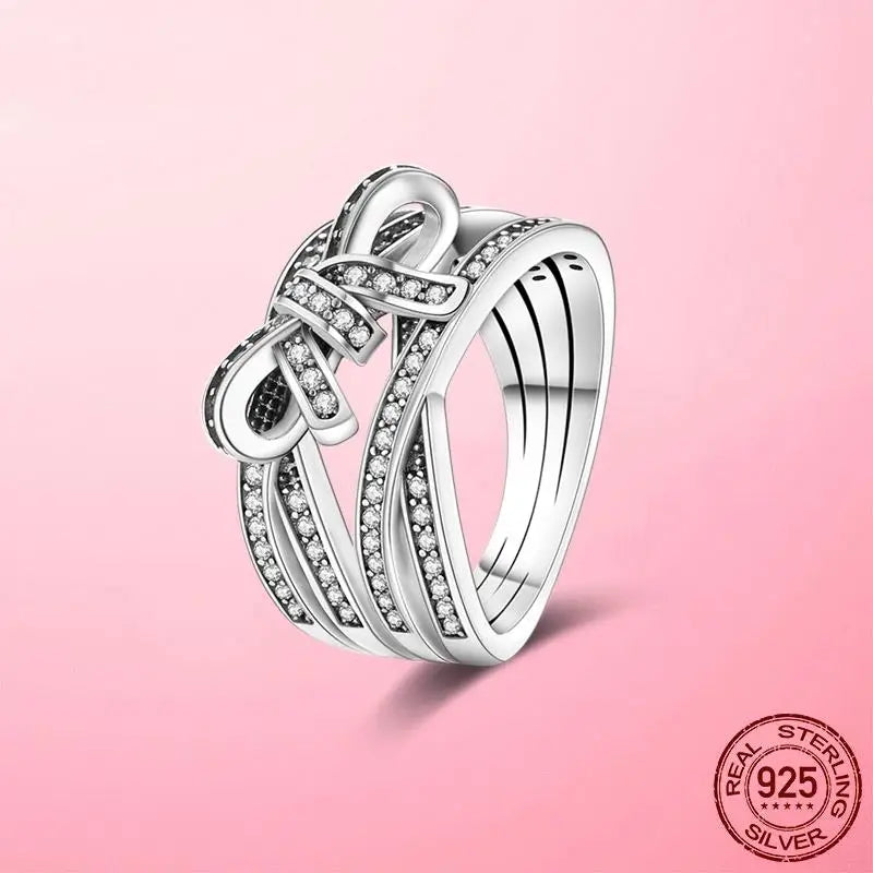 925 Silver Sparkling & Polished Lines Ring for Women | 2025 New Finger Ring | Wedding Engagement Jewelry Gift Anel