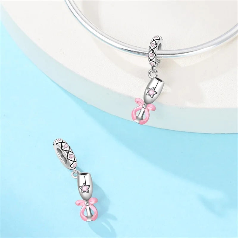 Original 925 Sterling Silver Luminous Lantern & Magic Cat Charm Bead | Glowing Angel Jungle Pendant for Bracelet Jewelry