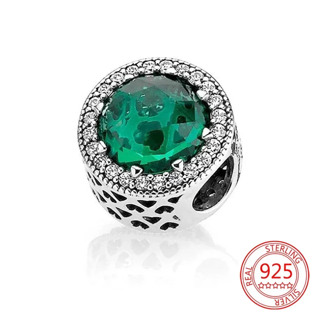 925 Sterling Silver Murano Glass Galaxy & Clover Heart Beads | Fit Pandora Bracelet DIY Jewelry Gift for Mum