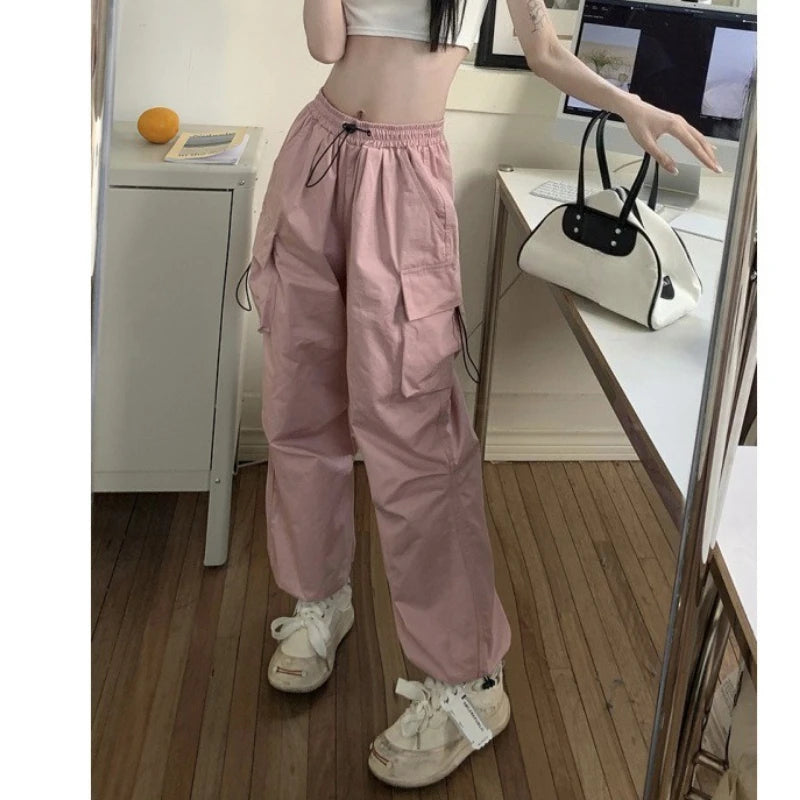 Retro Women’s Cargo Pants – High Waist Streetwear Casual Harajuku Sports Sweatpants