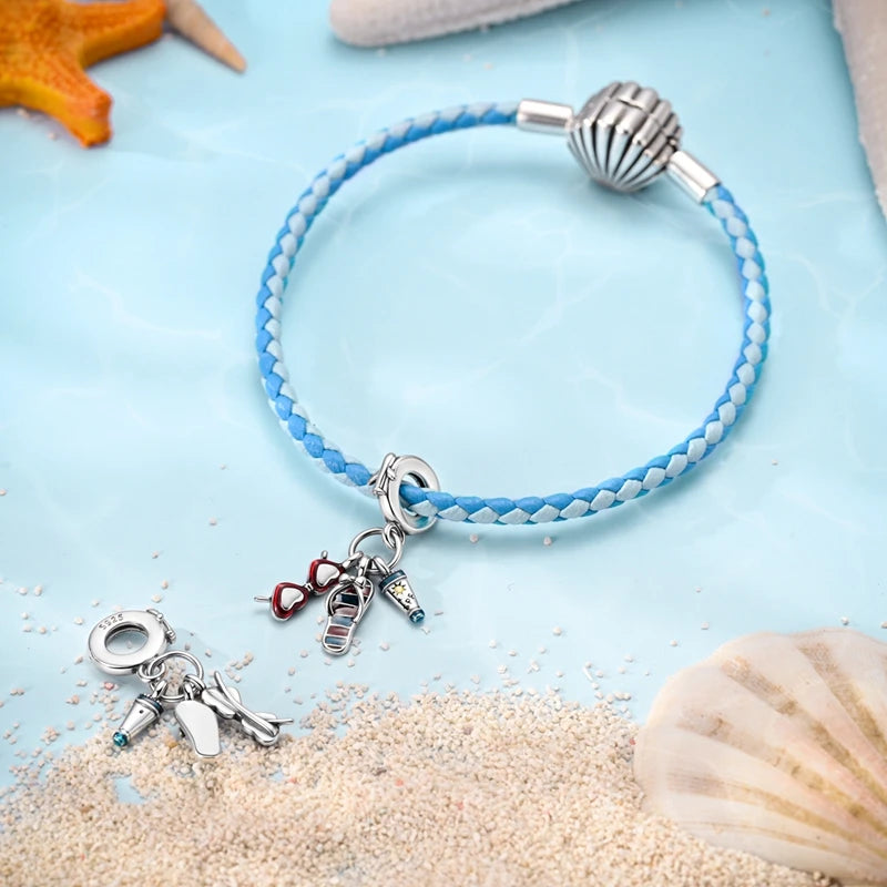 New Summer Ocean Silver Plated Sea Turtle & Starfish Shell Charm | DIY Bracelet Jewelry for Women