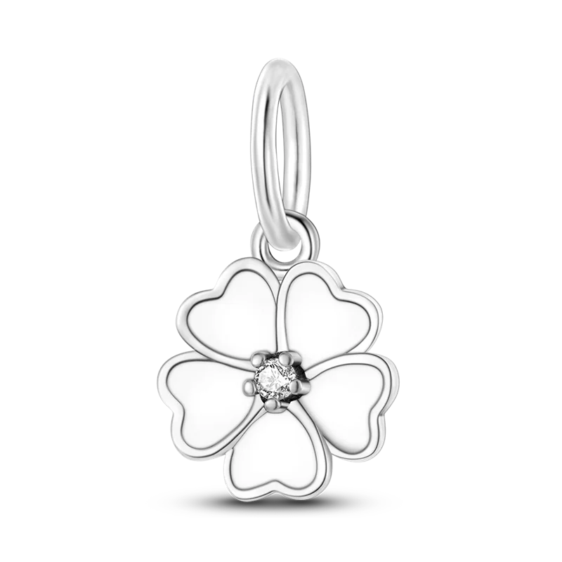 925 Sterling Silver Colorful Charms – Rose, Crown, Rainbow & Heart Dangle Beads Fit Pandora Bracelet & Necklace