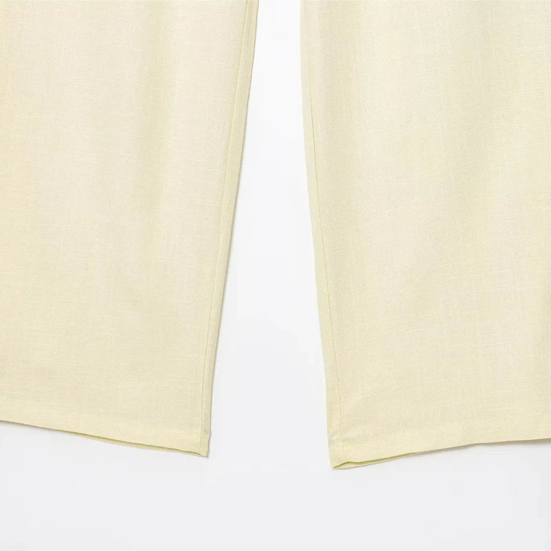 HXAO Women’s Baggy Wide Pants – Summer Linen Casual High Waist Pleated Trousers Black & White