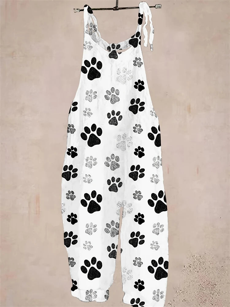 Women’s Clover Print Jumpsuit – Loose Fit, Comfortable Breathable Plus Size Casual & Partywear One-Piece Outfit