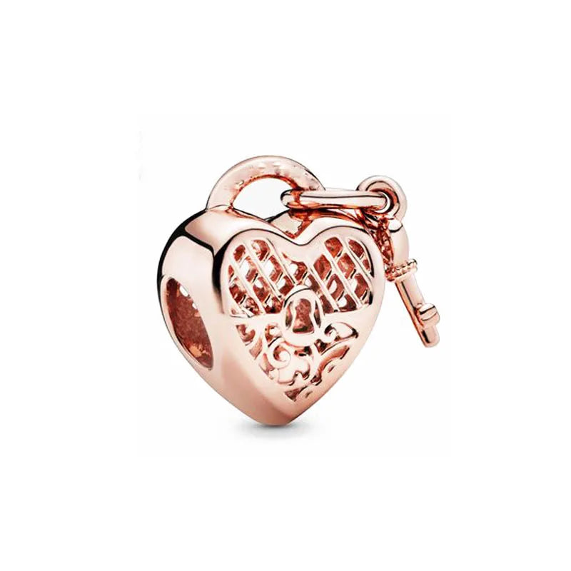 Hot Selling Rose Gold Firefly & Key Pendant Bead | 925 Sterling Silver Charm for Original European Bracelet