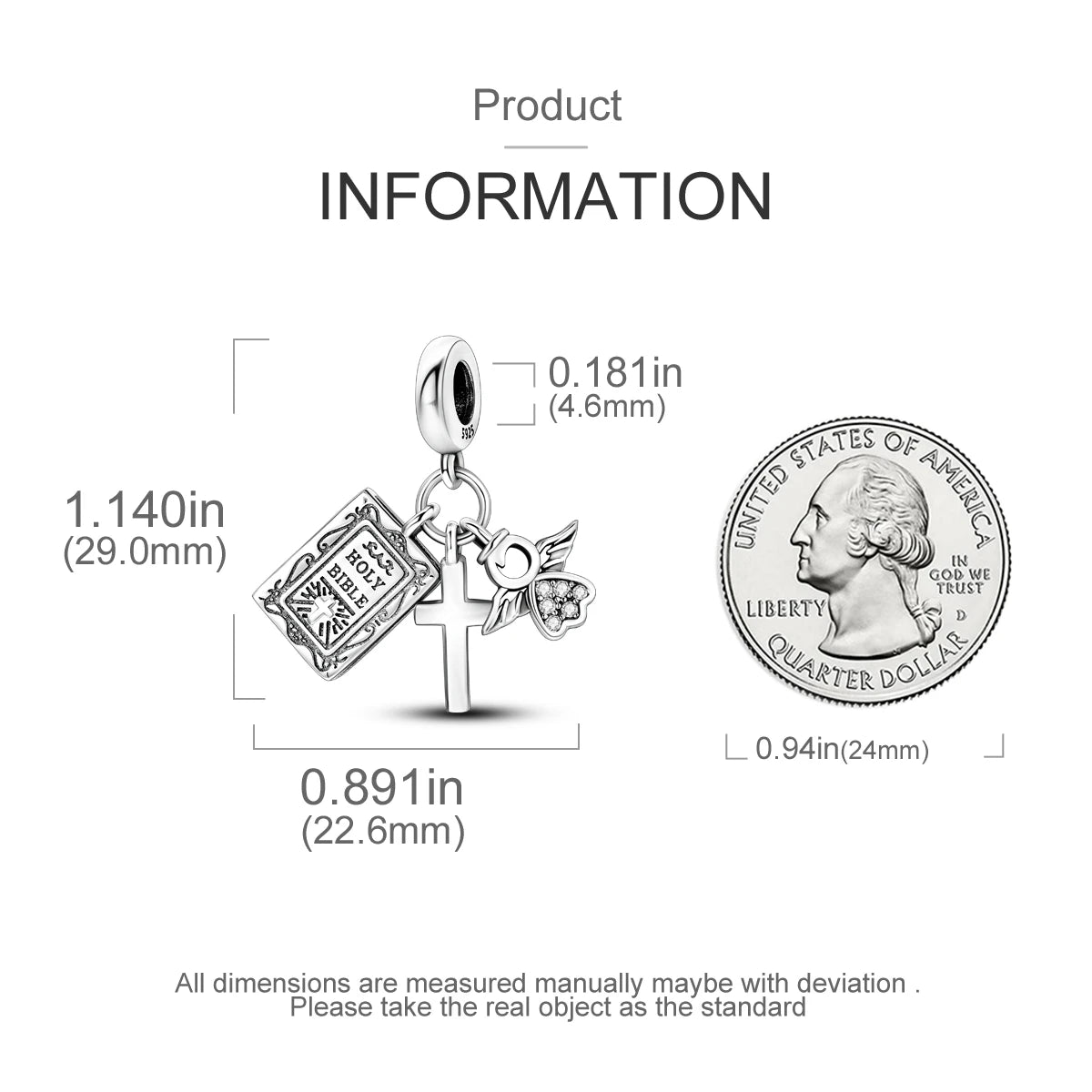 925 Sterling Silver Jesus Religious Symbol Charm Bead | Faith Pendant for Original Bracelet DIY Jewelry Gift