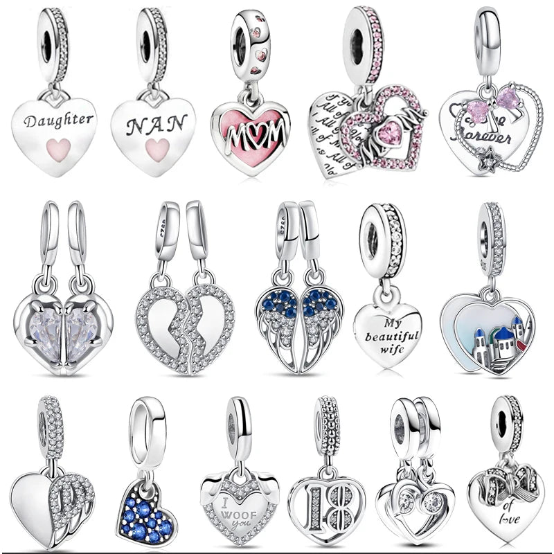 925 Sterling Silver Heart-Shaped Series Sweet Beads | Fit Original DIY Bracelet Women’s Jewelry Accessories Gift