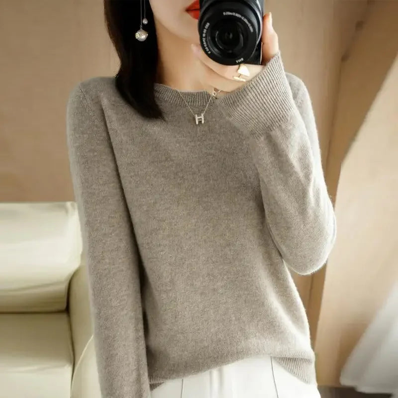 2025 Women Sweater Korean Fashion – Spring Autumn Long Sleeve O-Neck Knitwear Soft Warm Pullovers Bottoming Shirts
