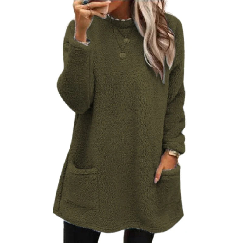 2024 Women’s Winter Warm Fleece Hoodie | Thick Streetwear Loose Casual Hooded Sweatshirt
