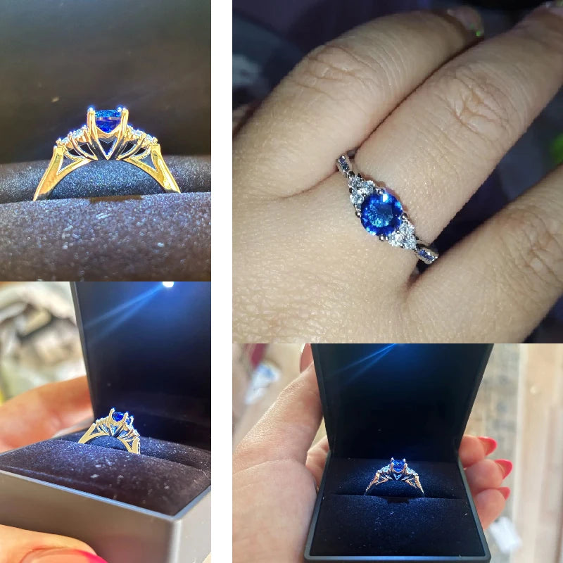 Trendy 925 Sterling Silver Rings with Sapphire Zircon | Women’s Wedding & Engagement Jewelry