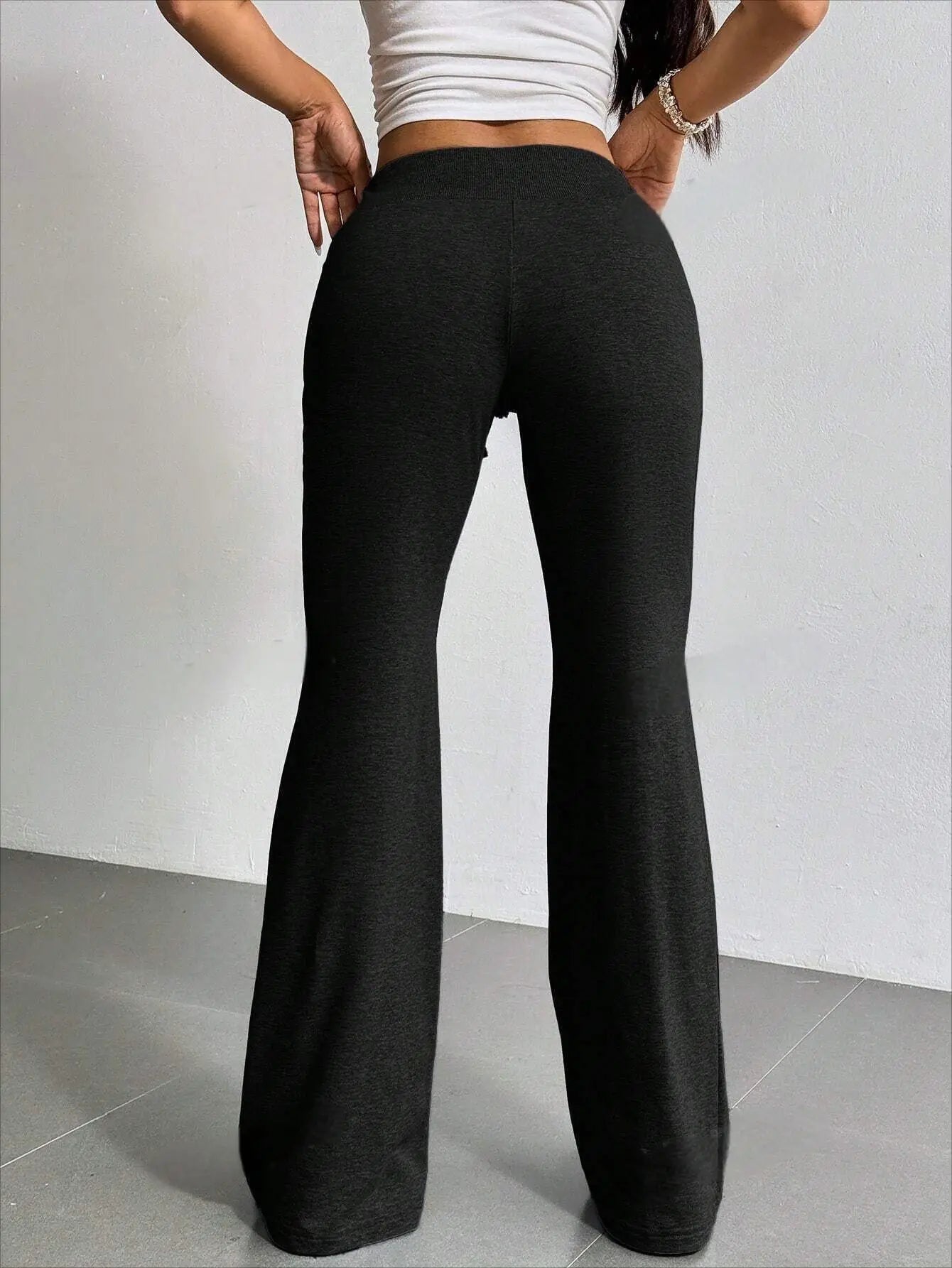 Autumn & Winter Women’s Solid Color Drawstring Bell-Bottoms – Casual Fashion Pants
