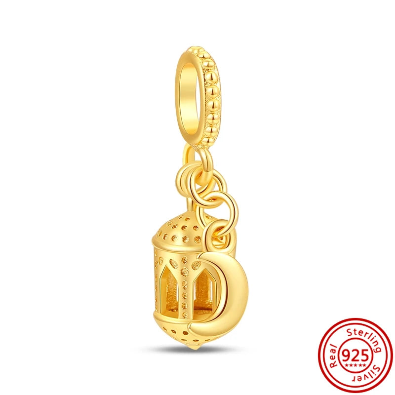 New Plated Gold Sparkling Charm Palace Museum Chicken Cactus Bee Bead | Fit Original 925 Silver Bracelet DIY Jewelry Gift