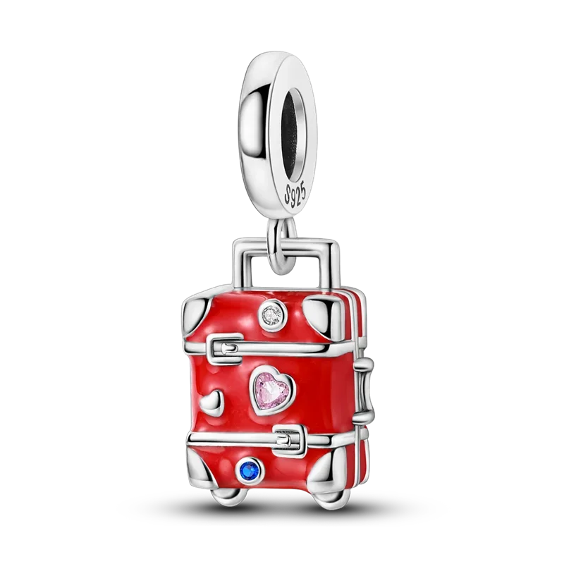 925 Sterling Silver Red Series Charms | Heart, Car & Strawberry Dangle Beads for Original Bracelet DIY Jewelry