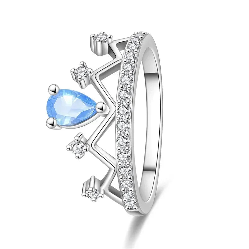 925 Sterling Silver Double Heart, Bow & Starfish Crown Rings | Women’s Moon Ring Fine Jewelry Wedding & Valentine Gift