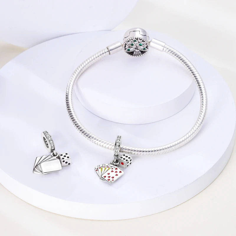 925 Sterling Silver Funny Playable Charms Beads | Smart Watch Tarot Bike Travel Dangle Fit Pandora Bracelet DIY Jewelry