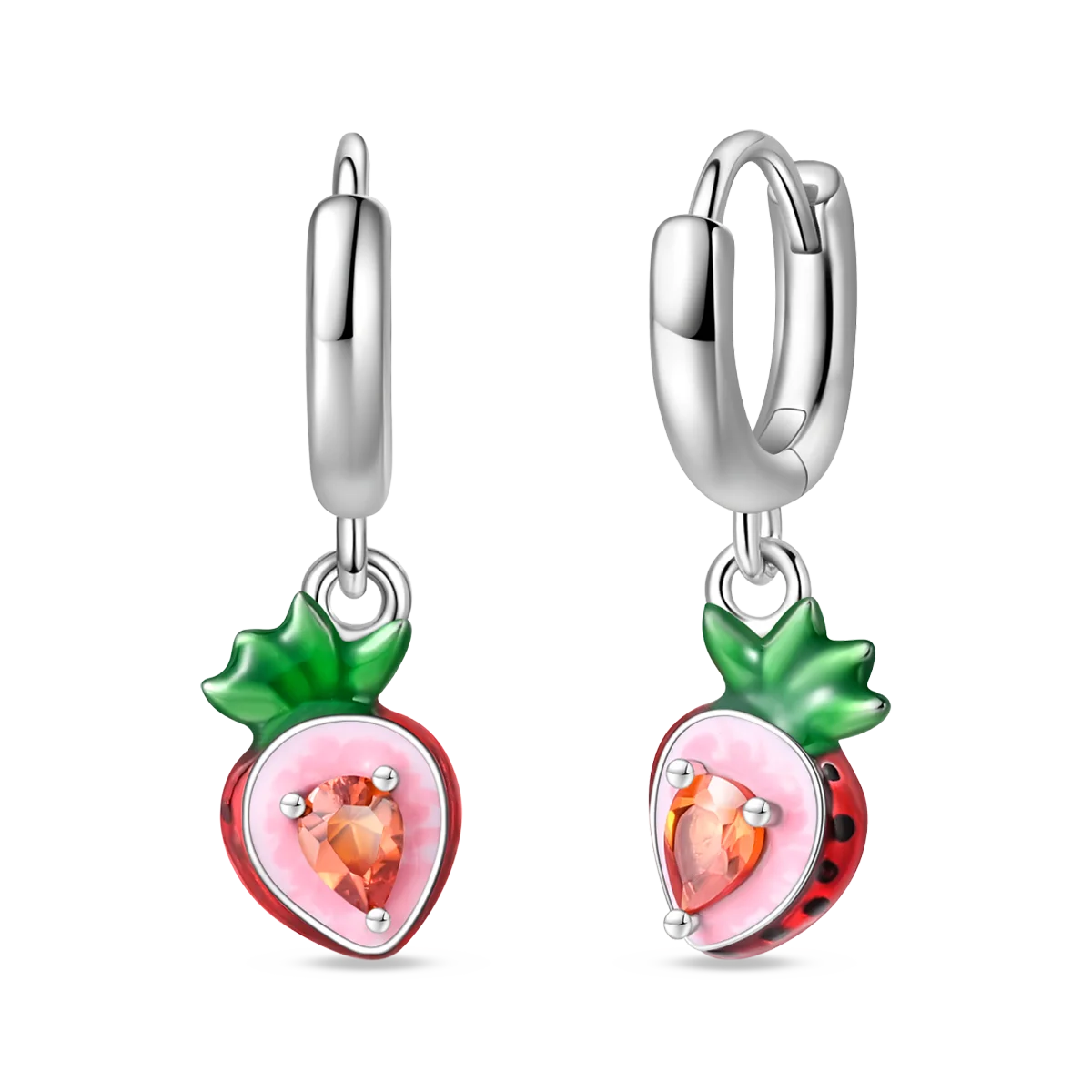 925 Sterling Silver Cute Fruit Earrings – Cherry, Strawberry, Apple & Grape for Women