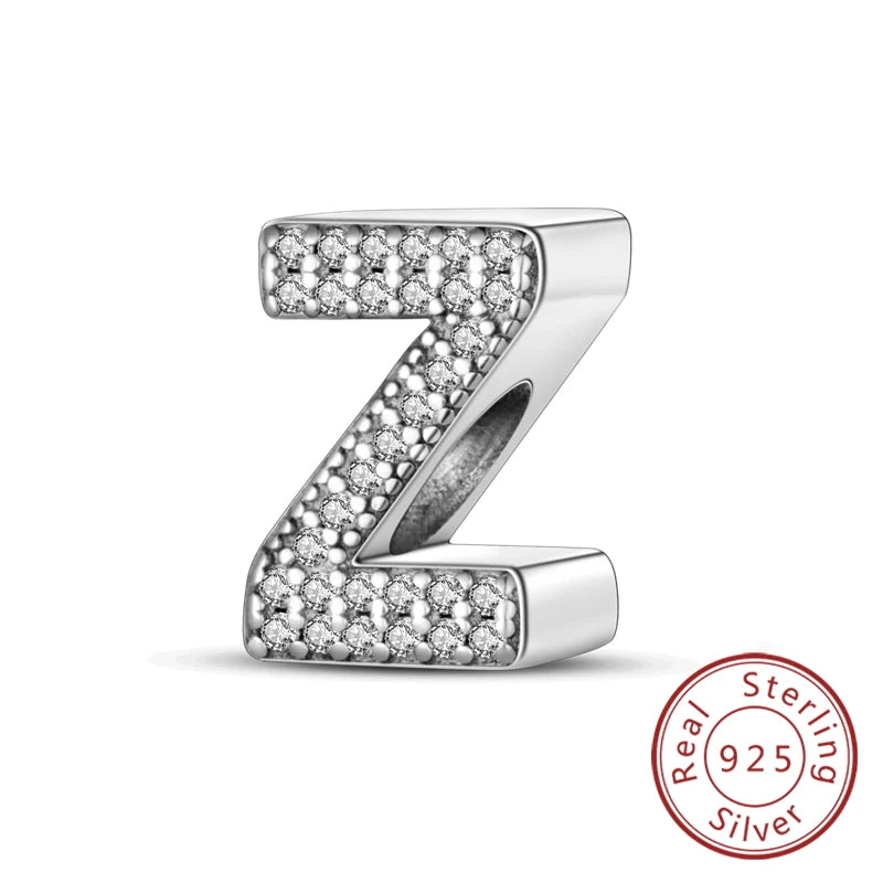 925 Sterling Silver A–Z Alphabet Letter Charms | 26 Letters Beads Fit Original Bracelet DIY Jewelry Making Gift