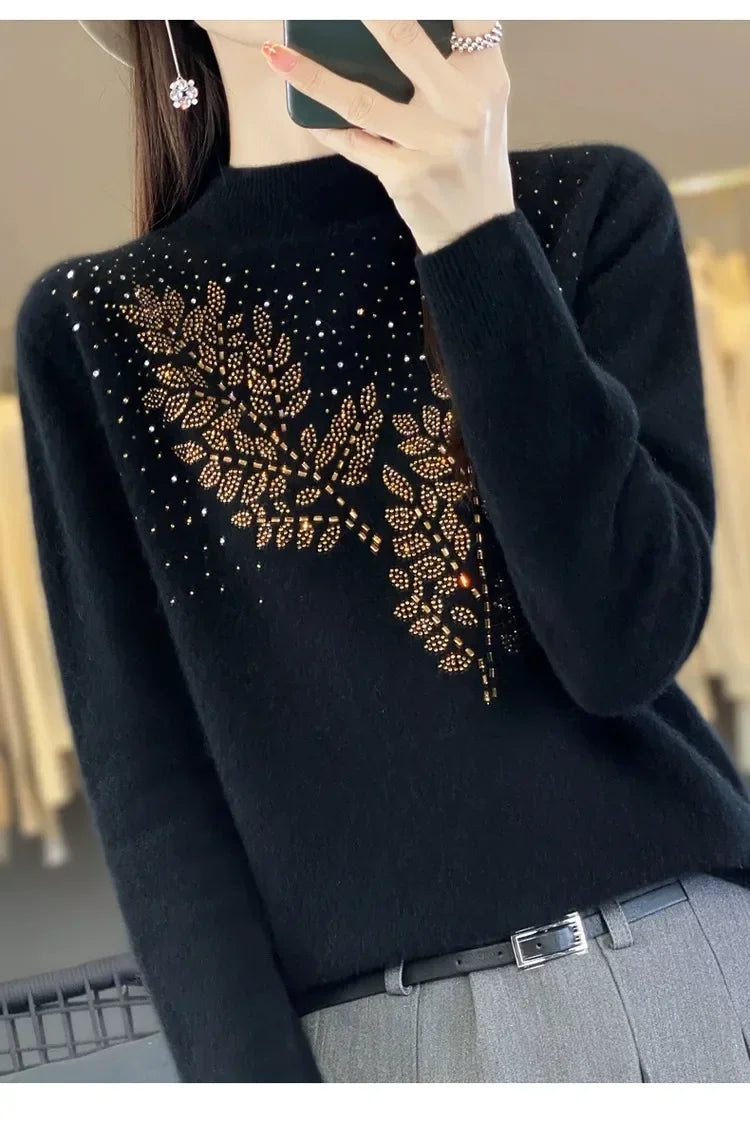 Women’s Thick Warm Mock Neck Sweater – Autumn Winter Long Sleeve Knit Pullover