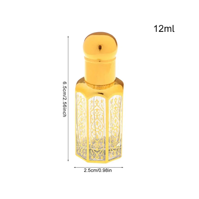 1PC 3/6/12ML Laser Coated Essential Oil Roller Bottle – Empty Glass Roll-On Perfume Bottle with Steel Roller Ball