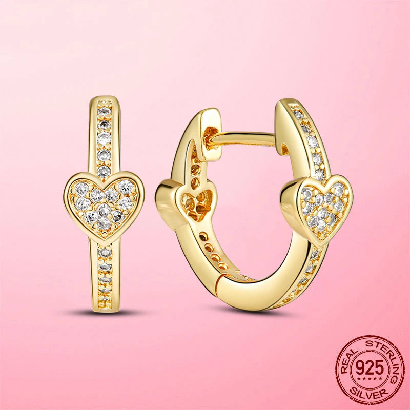 925 Sterling Silver & Rose Gold Heart-to-Heart Hoop Earrings – Women’s Fashion Jewelry Gift