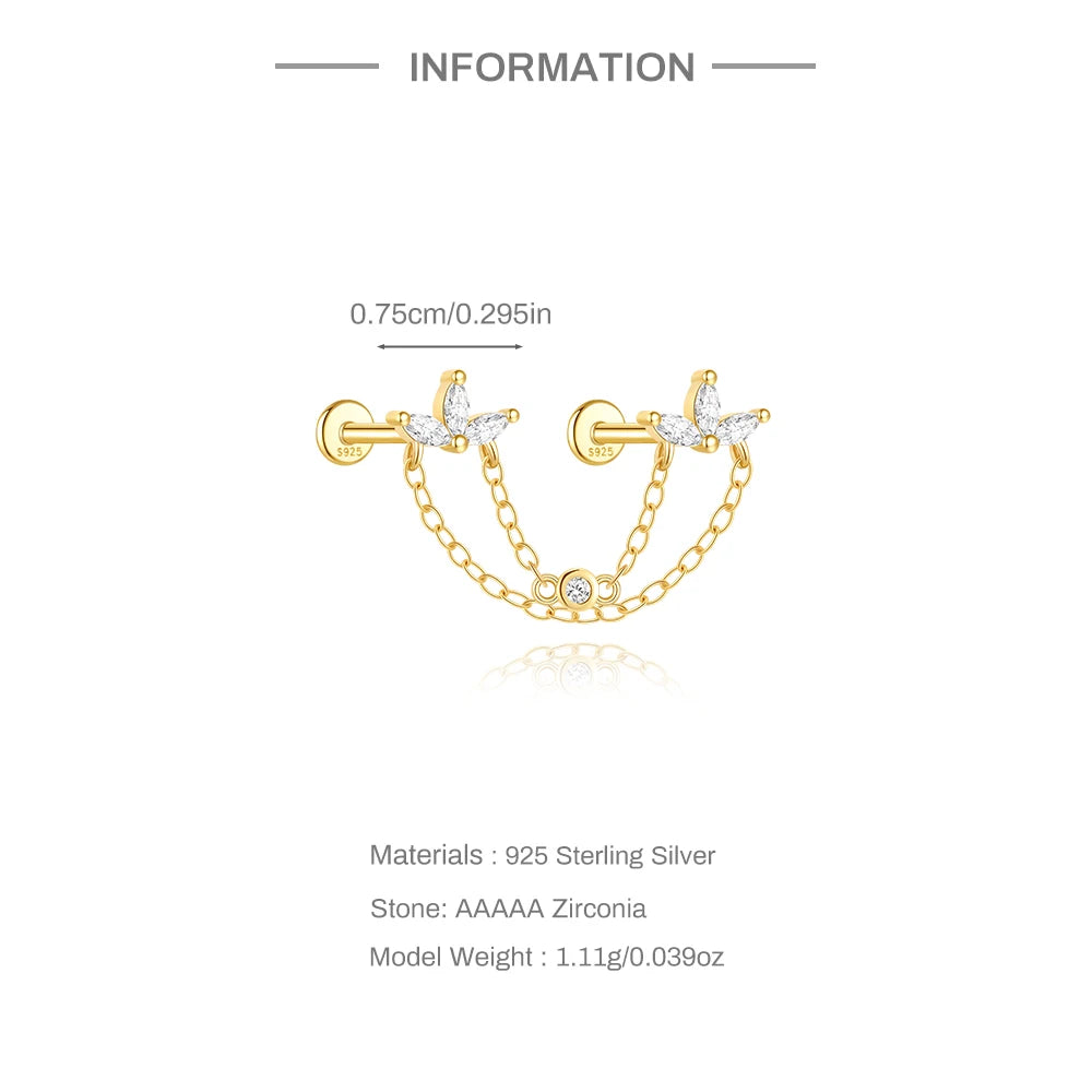 CANNER 925 Sterling Silver Horse Eye Tassel Zircon Drop Earrings – Minimalist Geometric Jewelry for Women