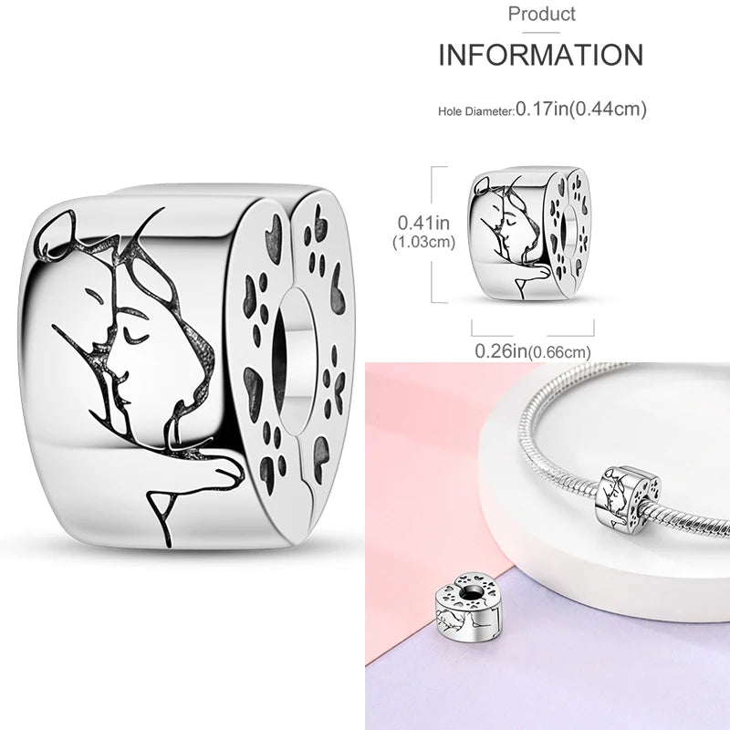 925 Sterling Silver Heart Shaped Warm Family Charm Beads Butterfly Flower Pendant