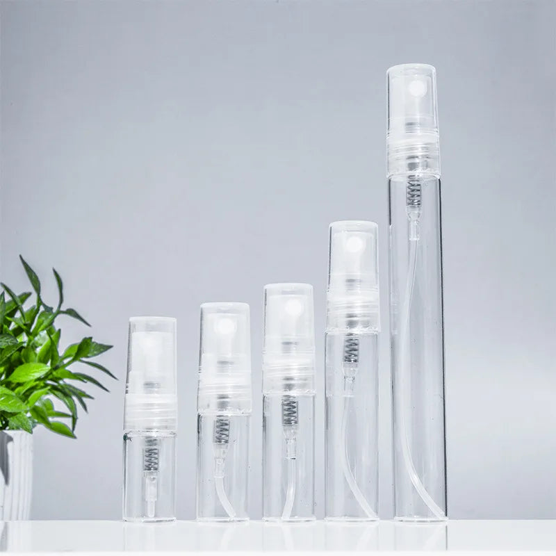 5/10PCS Mini Glass Perfume Bottles – 3ML / 5ML / 10ML Travel Toner & Cosmetic Dispenser | Tea-Colored Graduated Bottles